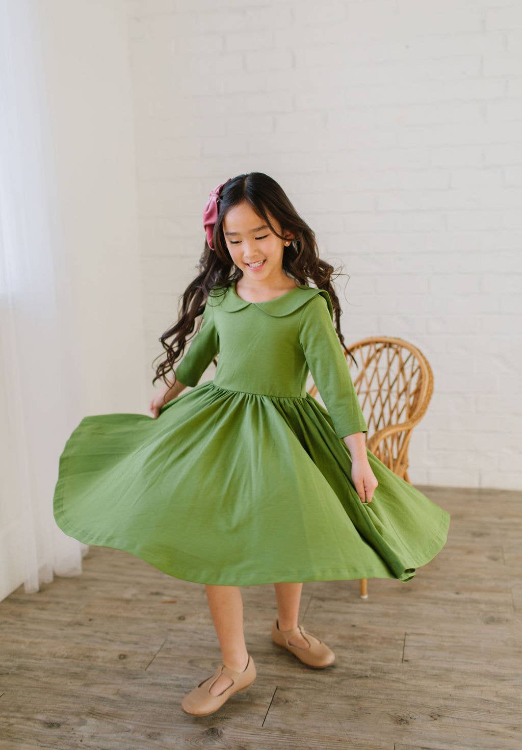 Rubina Dress in Moss Green