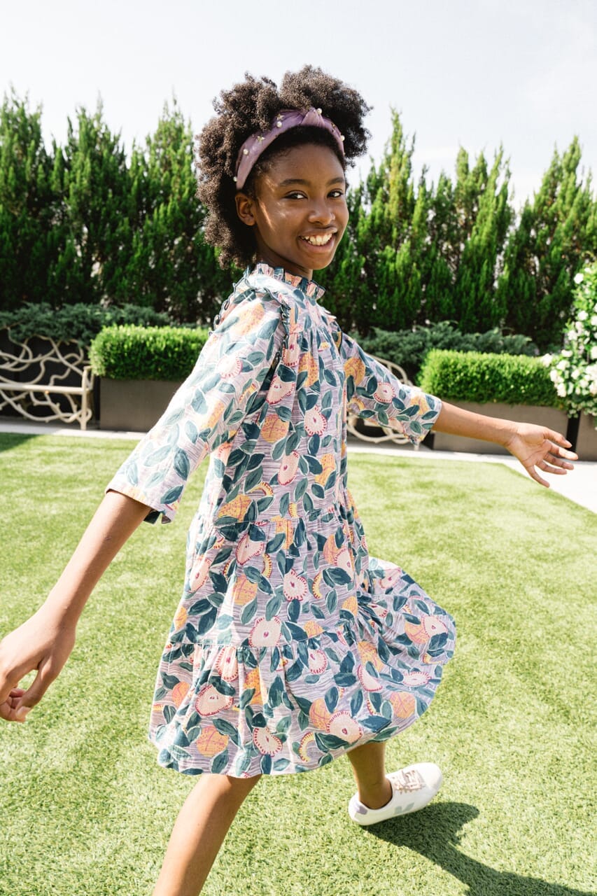 Lilac Ruffle Neck Dress