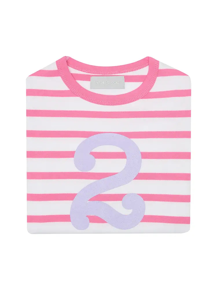 Hot Pink & White Striped Numbers Shirt