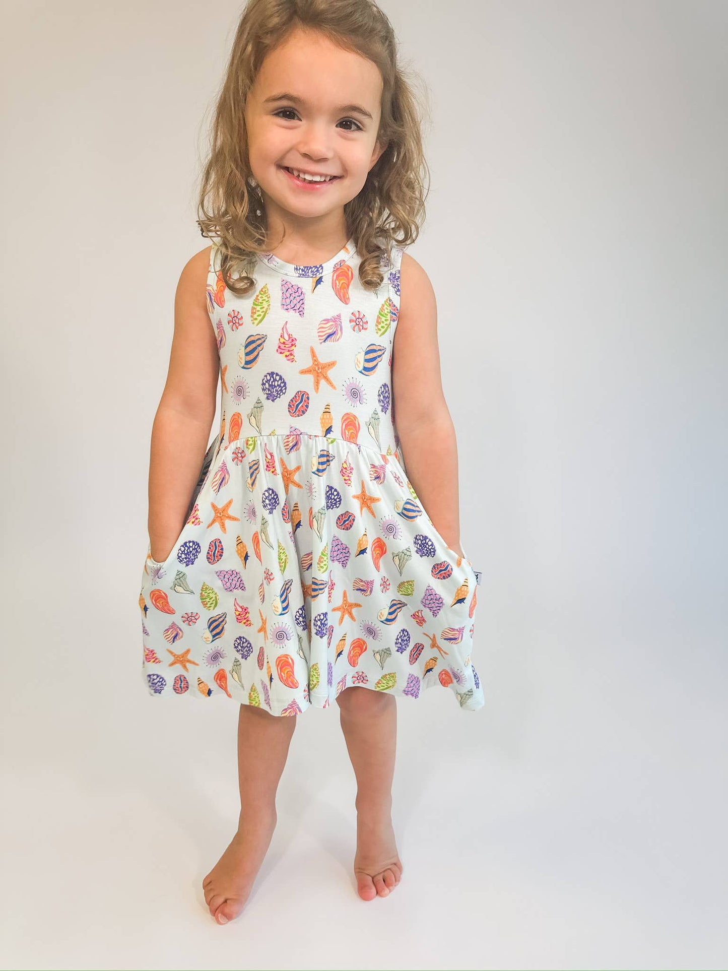 Beach Seashells - Sleeveless Pocket Dress