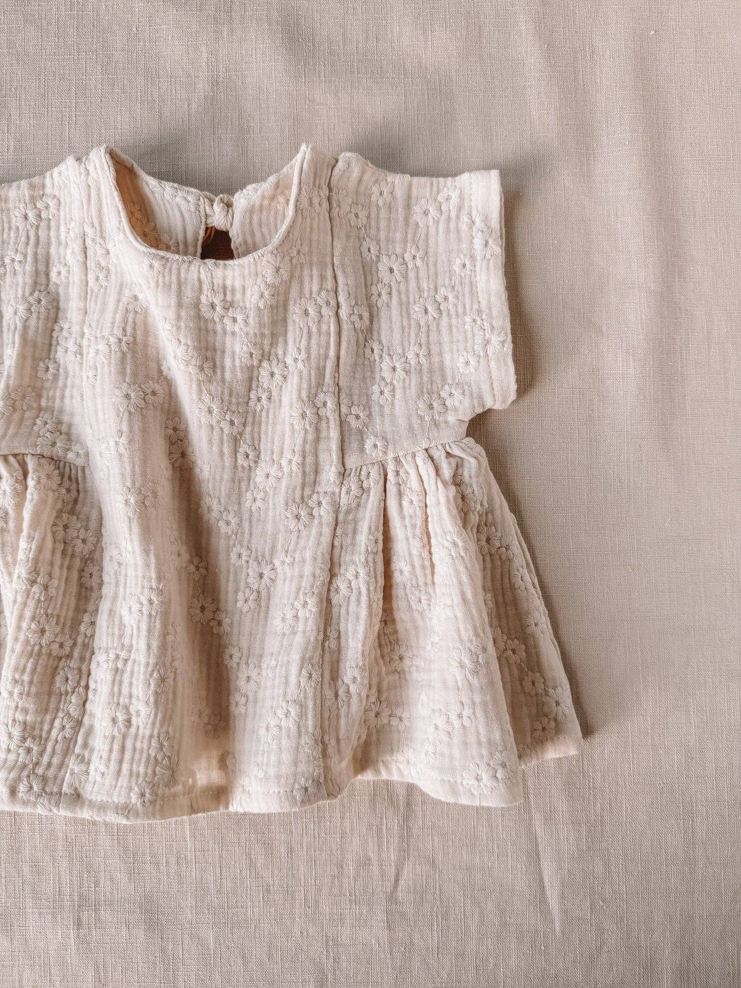 Malia Embroidered Ecru Dress