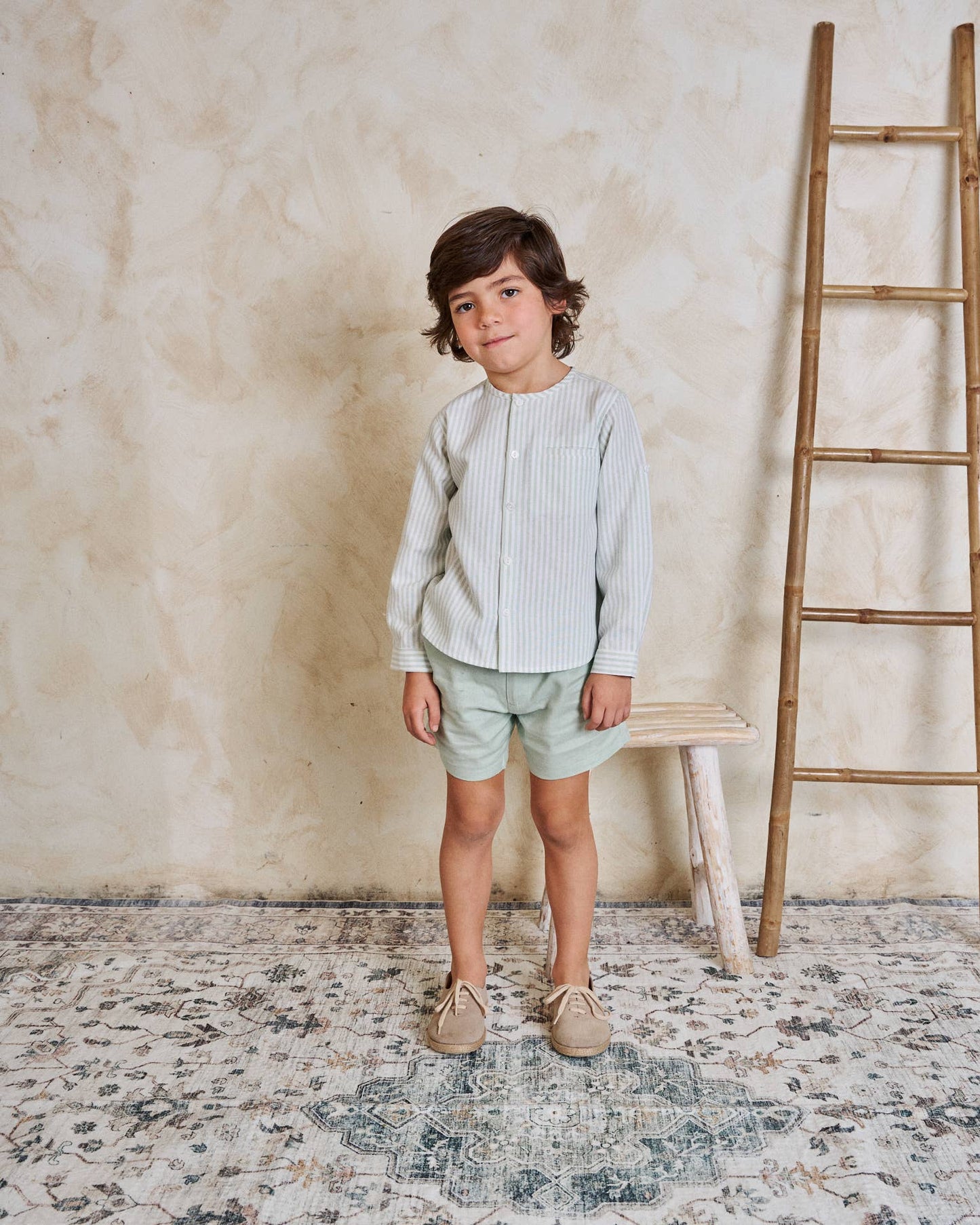 Green Linen Boys' Shorts