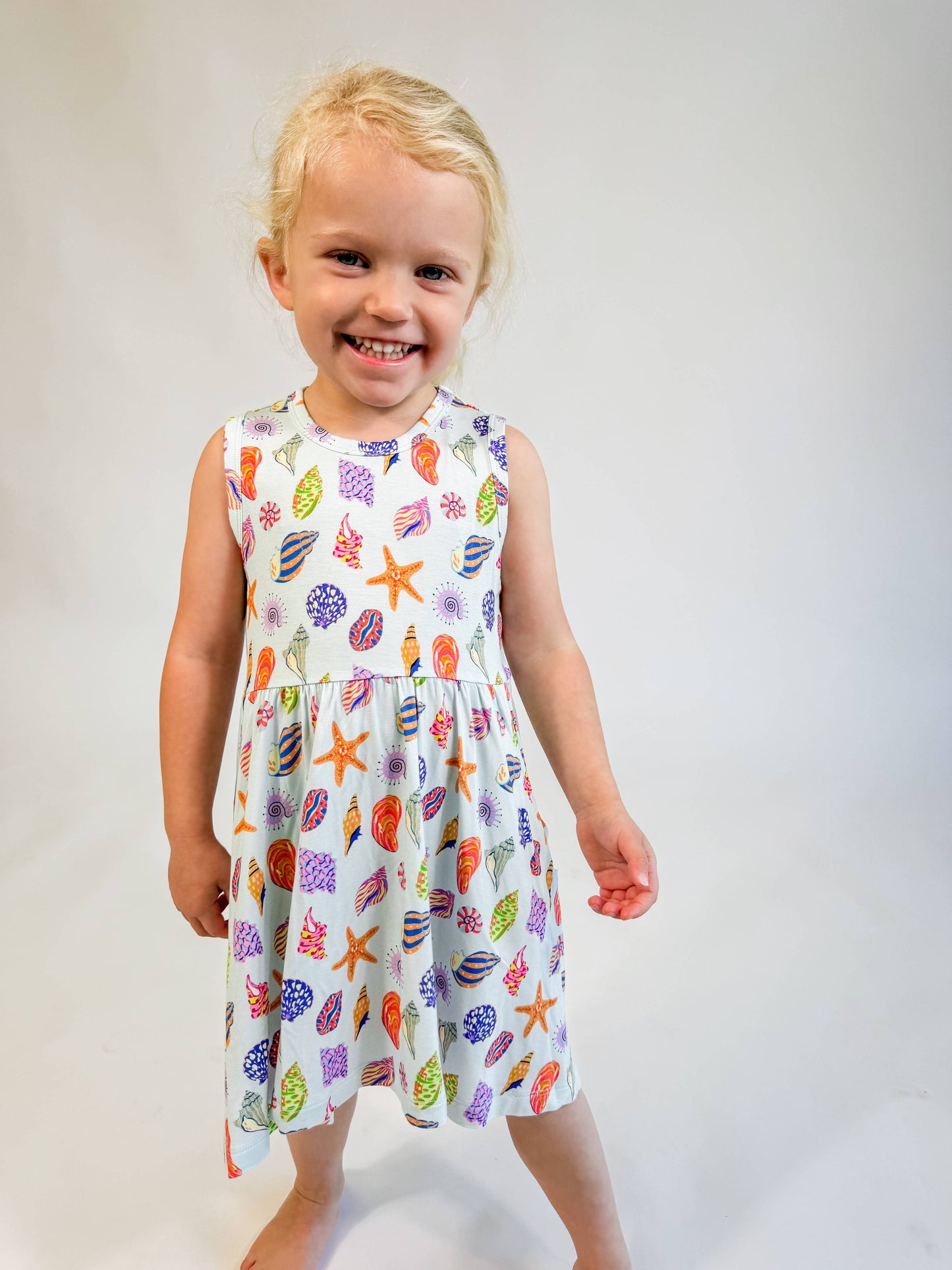 Beach Seashells - Sleeveless Pocket Dress