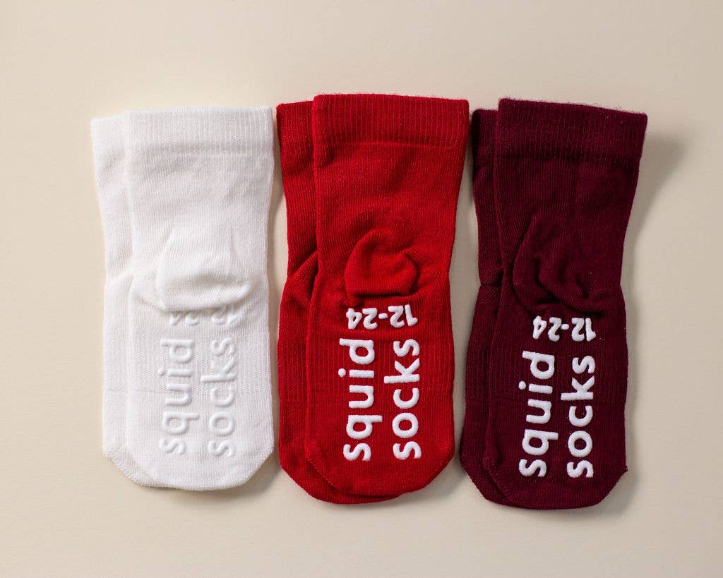 Baby Socks in Red, Ivory, Wine