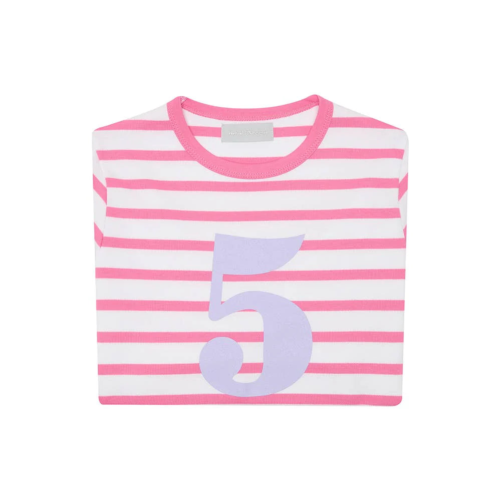 Hot Pink & White Striped Numbers Shirt