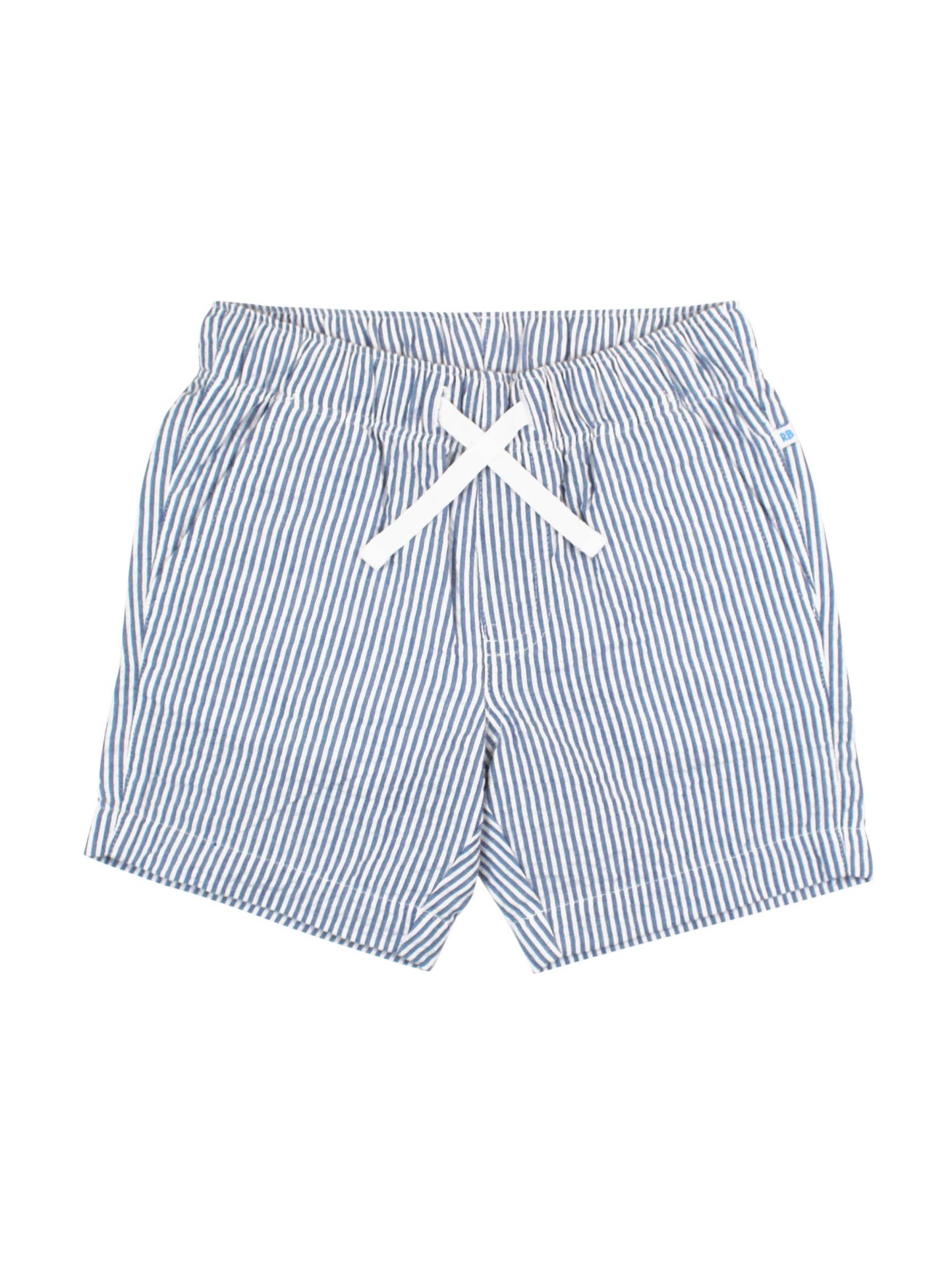 Blue Seersucker Pull-on Shorts