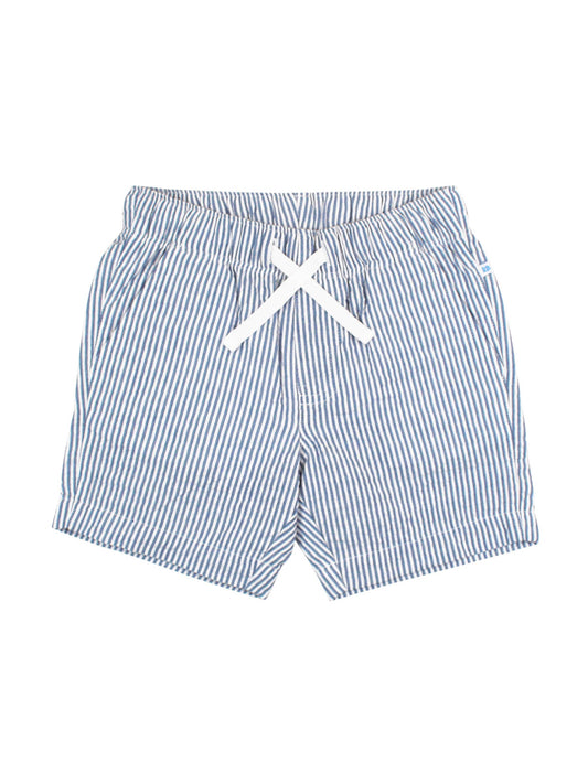 Blue Seersucker Pull-on Shorts
