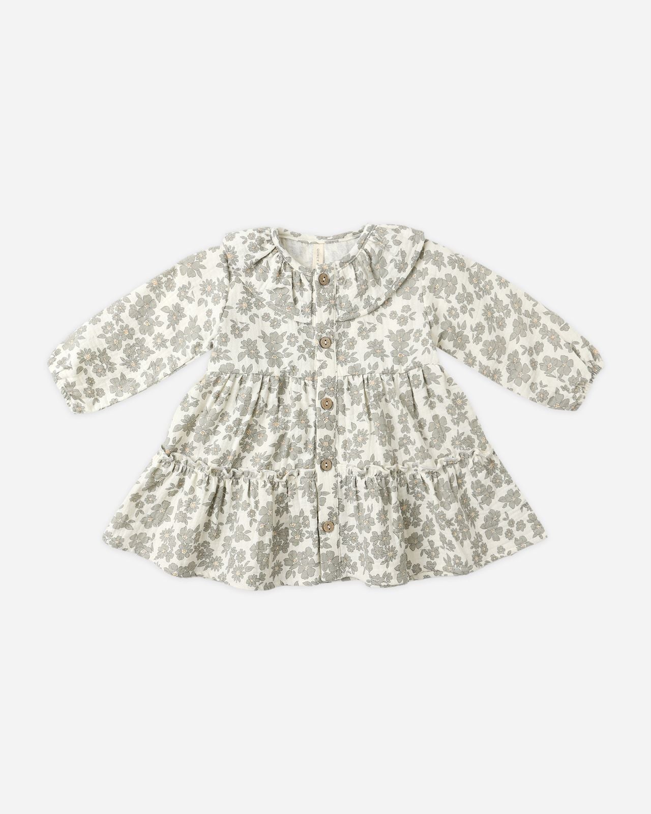 Ruffle Collar Green Floral Dress