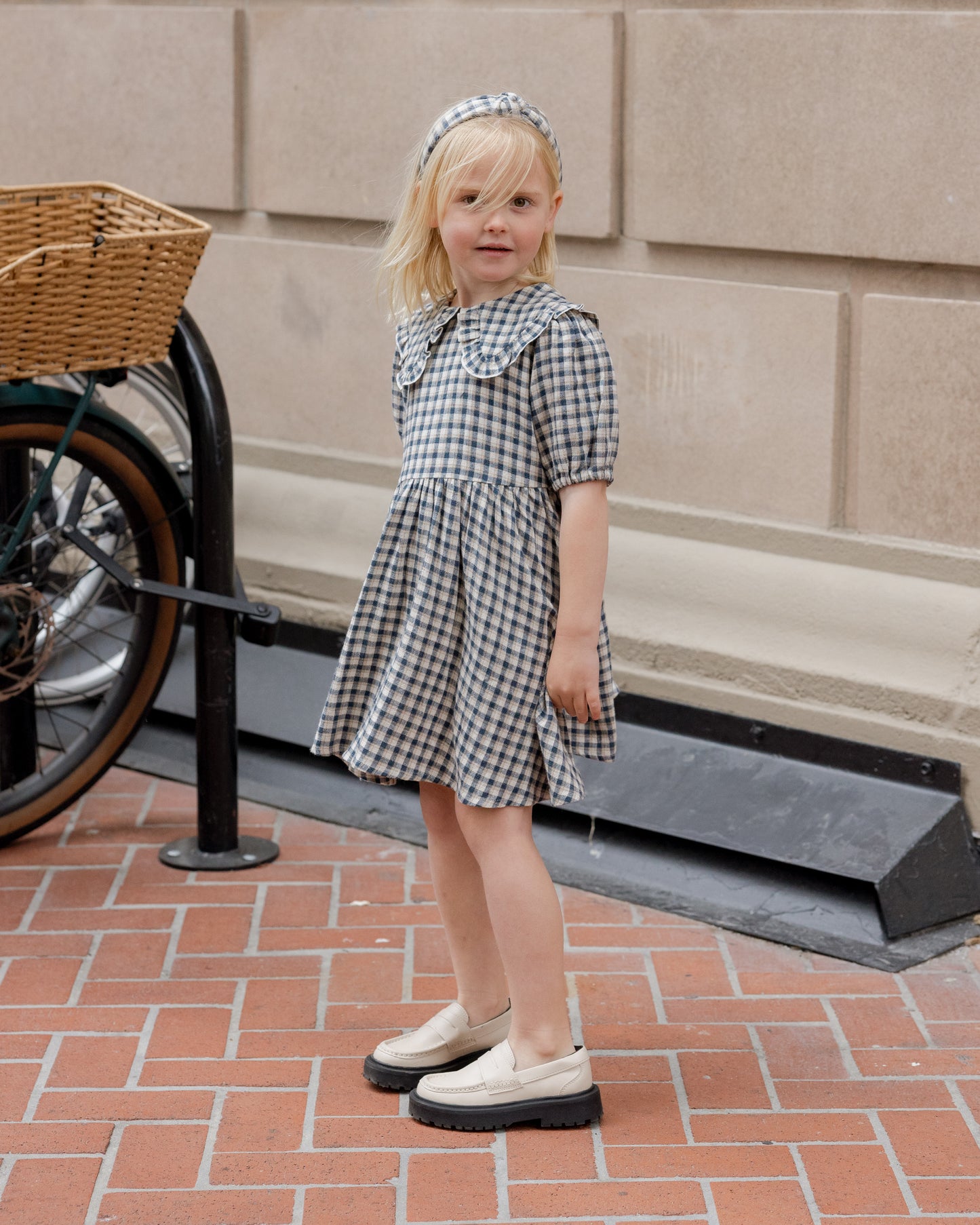 Camille Navy Check Dress