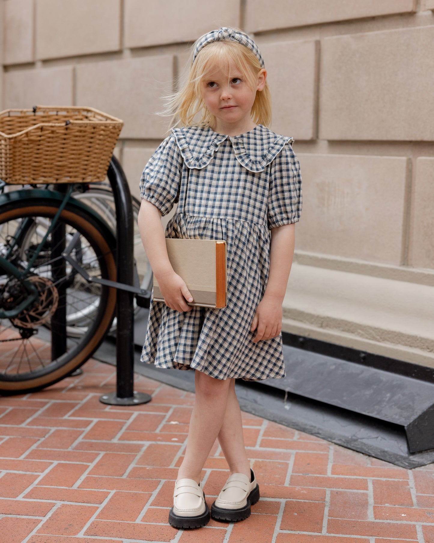 Camille Navy Check Dress
