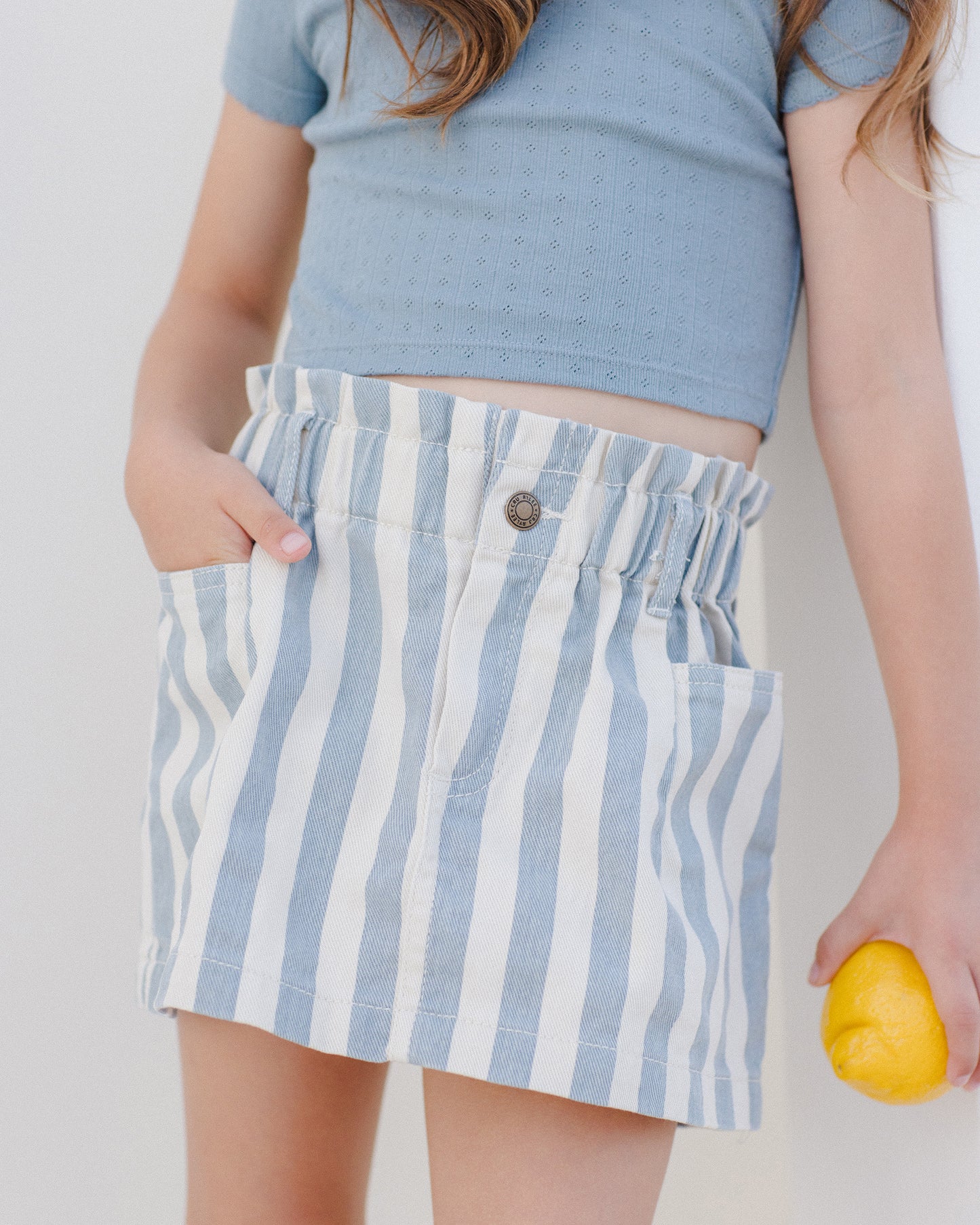 Denim Ocean Stripe Mini Skirt