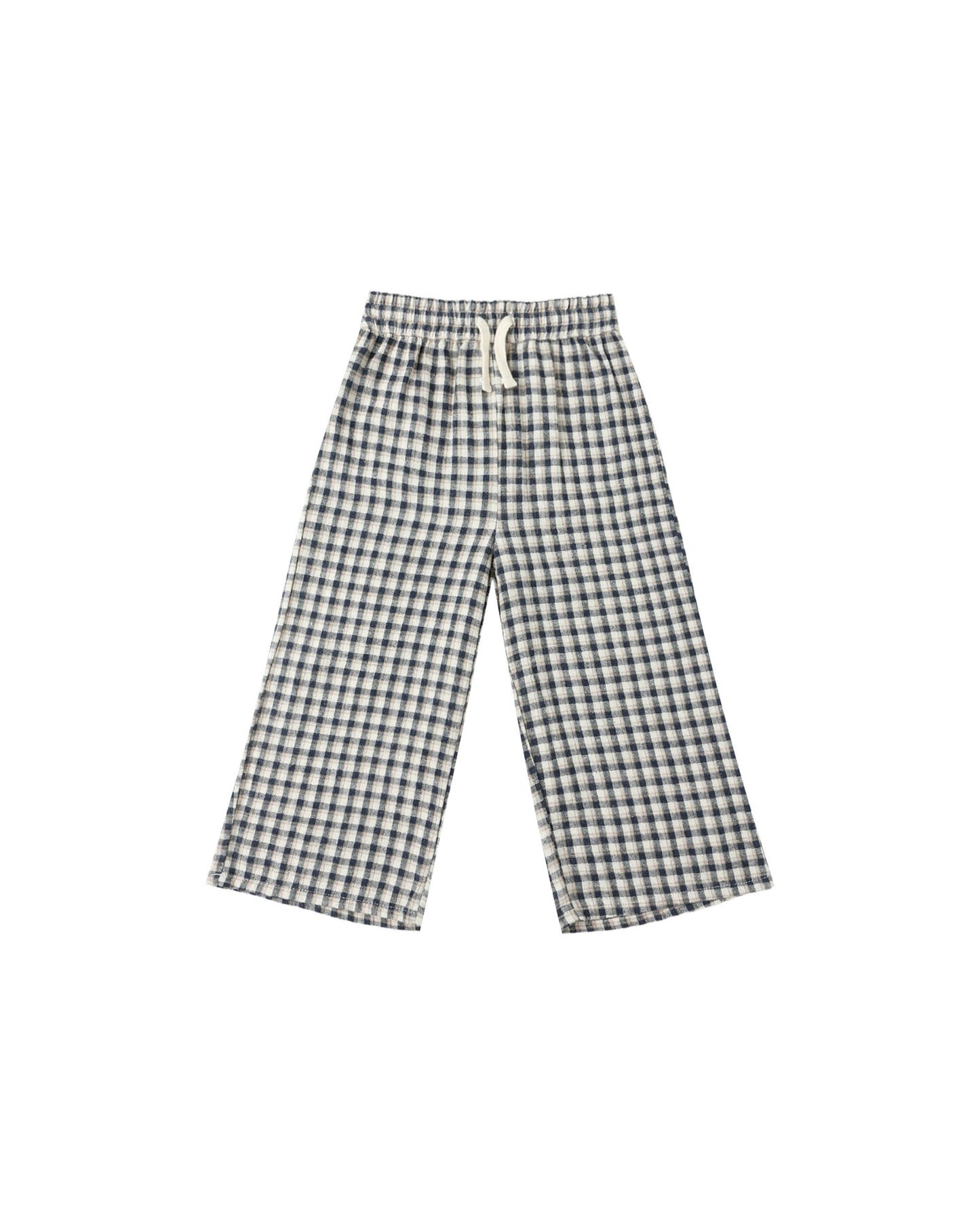 Navy Check Wide Leg Pant