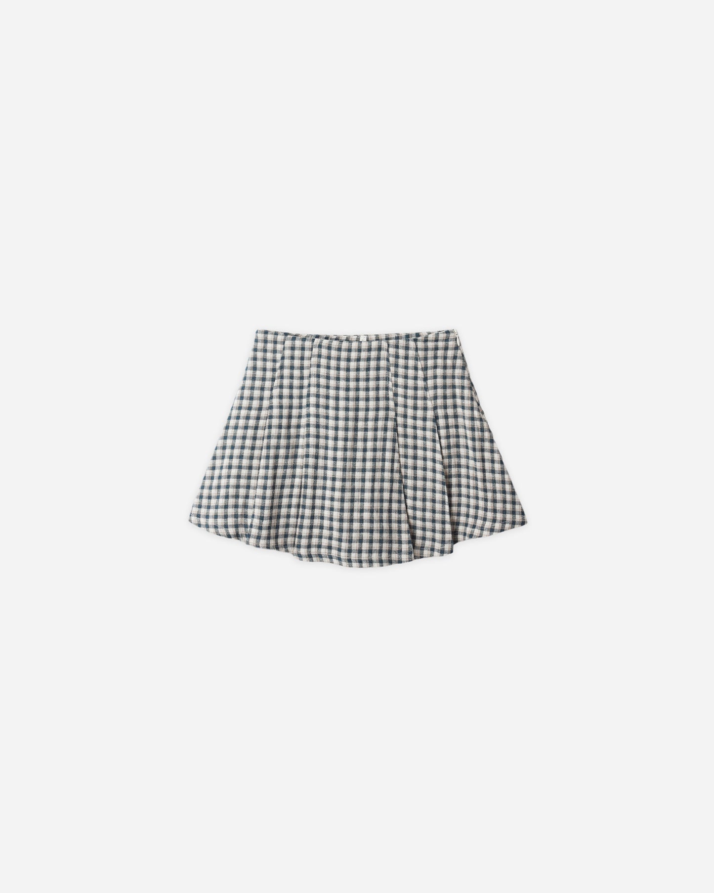 Pleated Navy Check Mini Skirt
