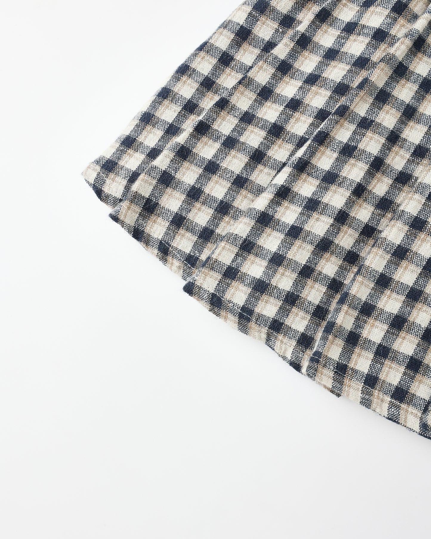 Pleated Navy Check Mini Skirt