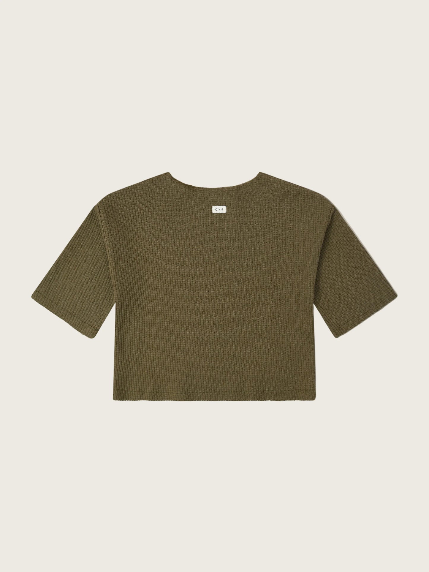 Olive Waffle Boxy Sweatshirt