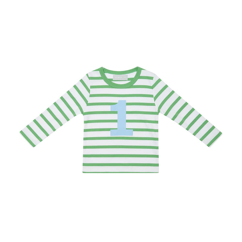 Grass Green & White Striped Numbers Shirt
