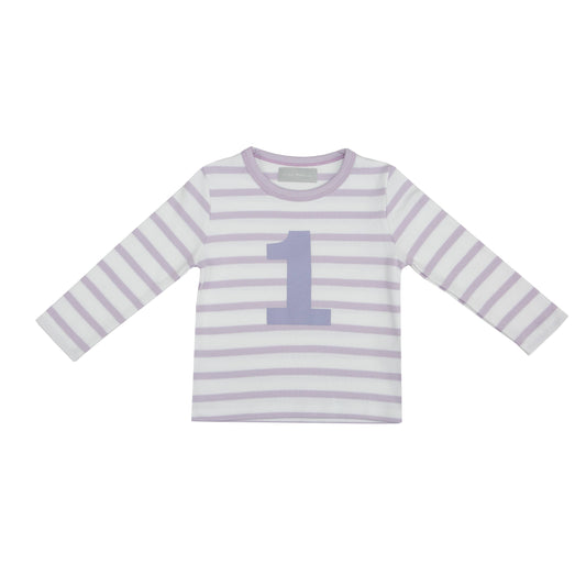Violet/ White Breton Striped Number T-Shirt