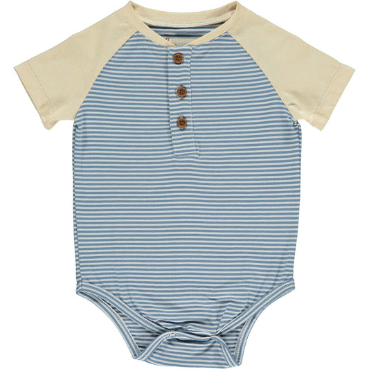 League Blue and White Henley Onesie