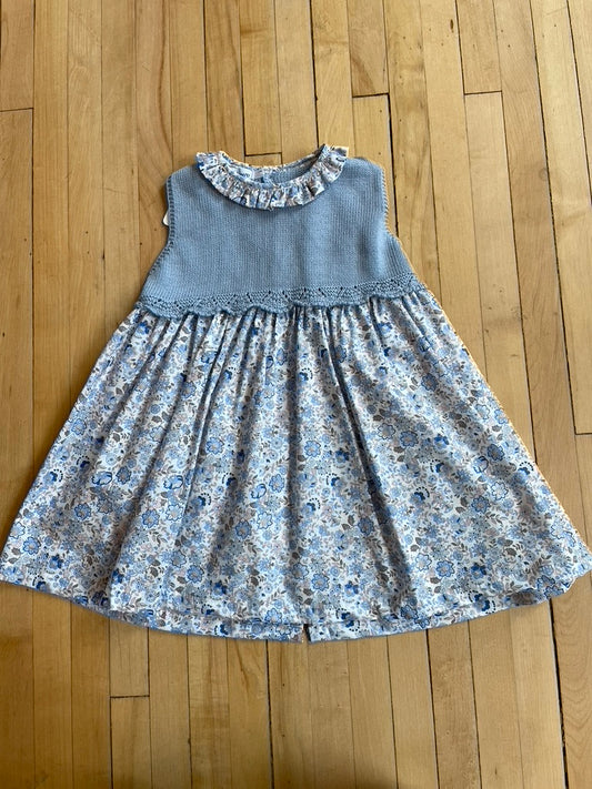 Yoke Blue Floral Dress
