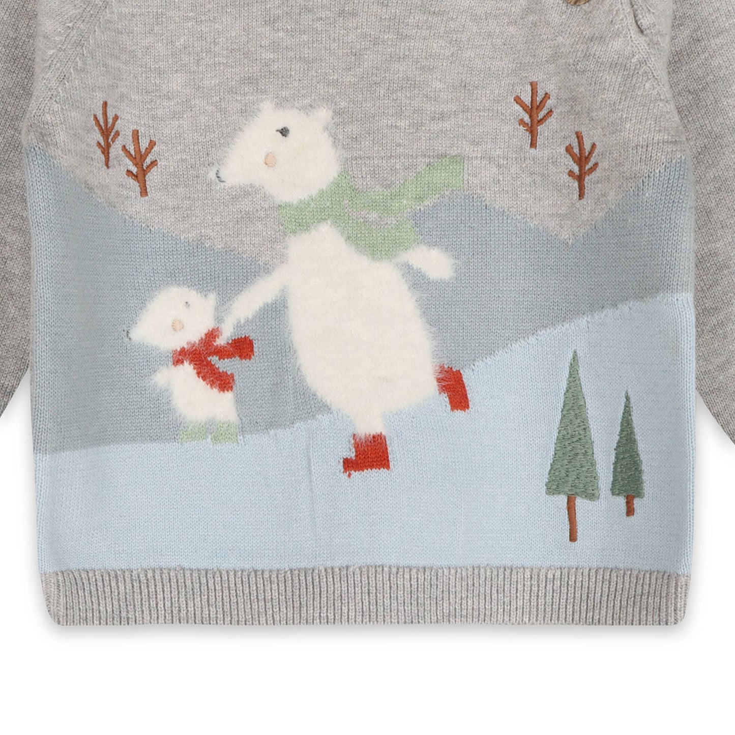 Skating Polar Bear Knit Baby Pullover