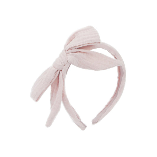 Alice Band, Muslin Bow in Powder