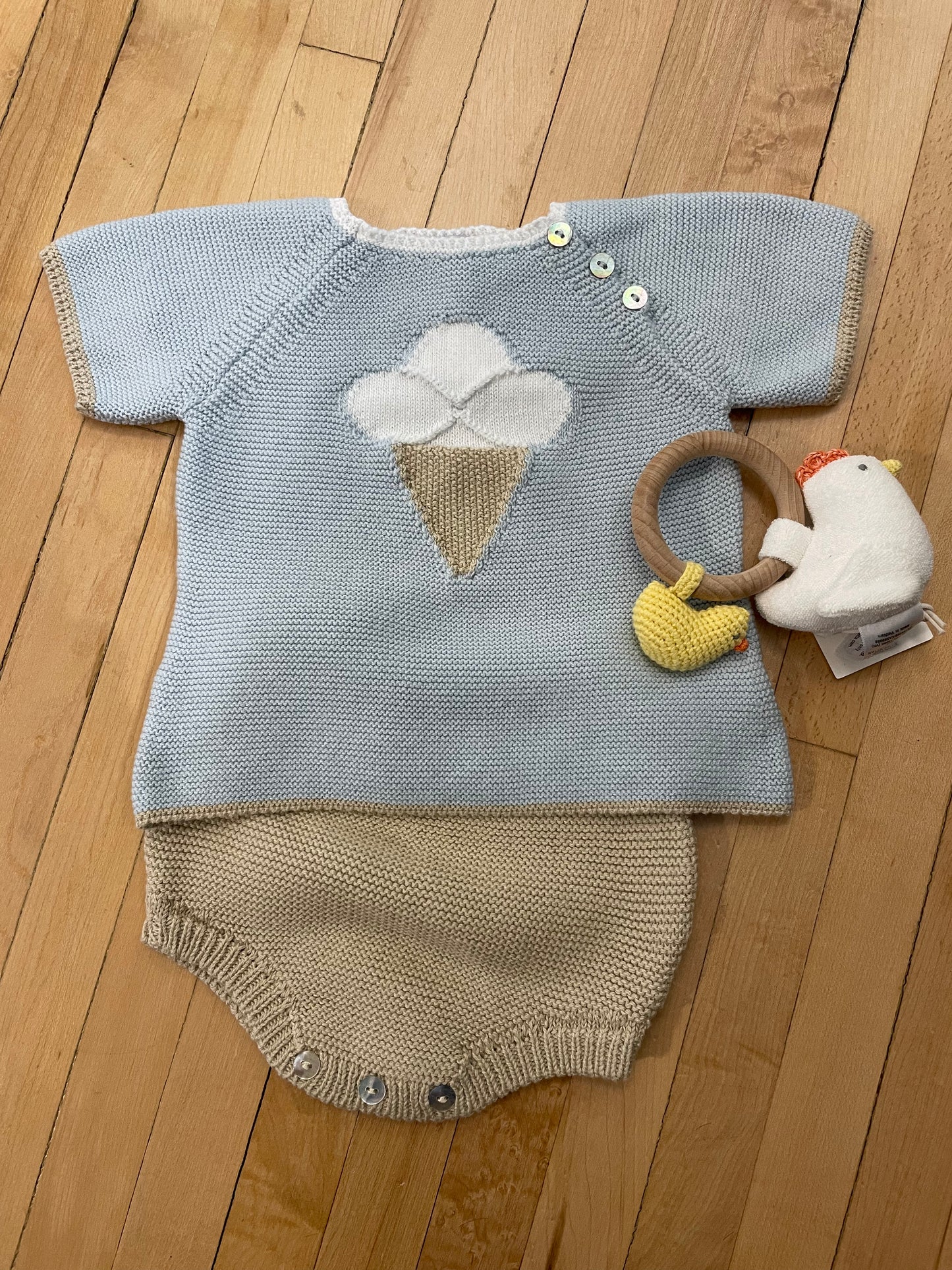 Blue Ice Cream Diaper Set