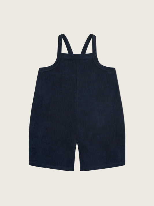 Navy Terry Cropped Dungarees