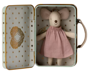 Little Sister Angel Mouse in Suitcase