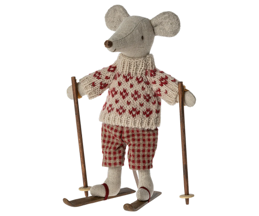 Winter Mouse Mom with Skis