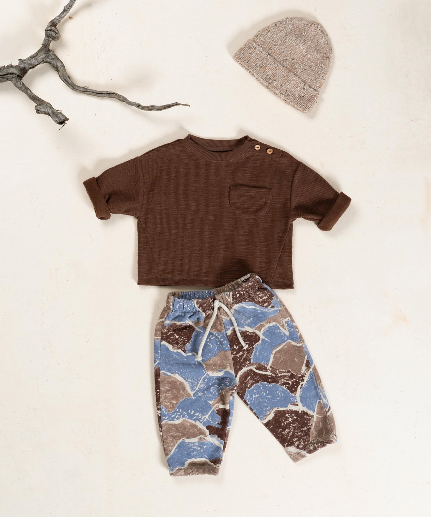 Brown Ribbed LS Tee