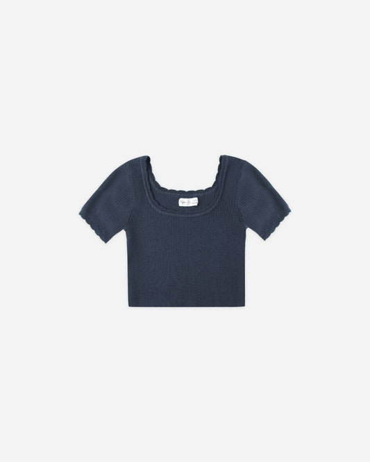 Navy Scallop Tee