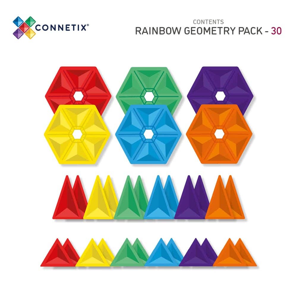 CONNETIX Rainbow Geometry Pack, 30 Pieces