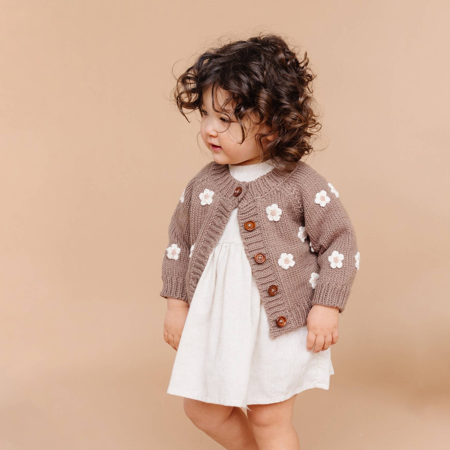 Tan Flower Cardigan