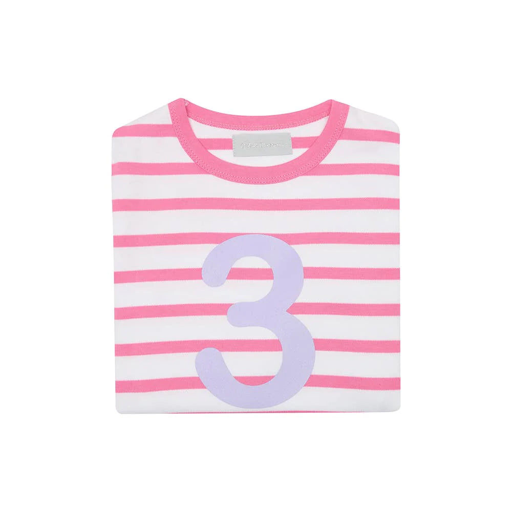 Hot Pink & White Striped Numbers Shirt