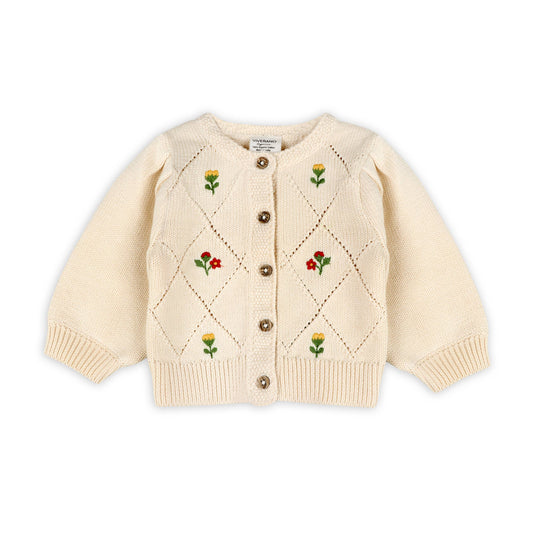 Floral Organic Knit Embroidered Cardigan