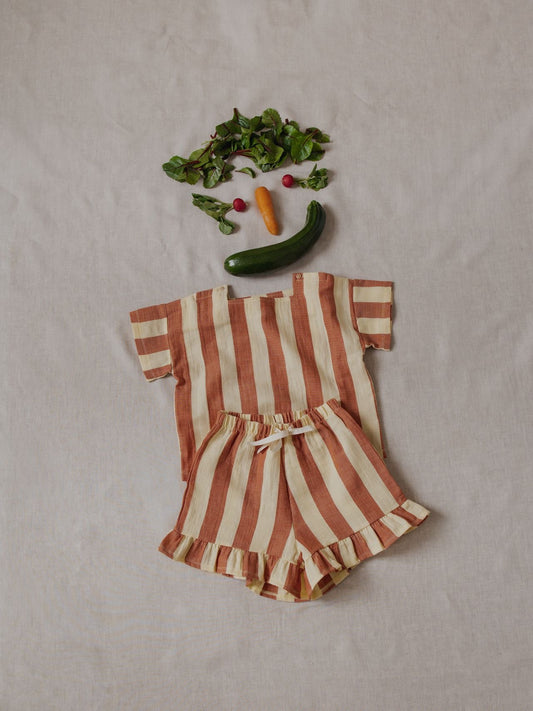 Tomato Stripe Frill Shorts