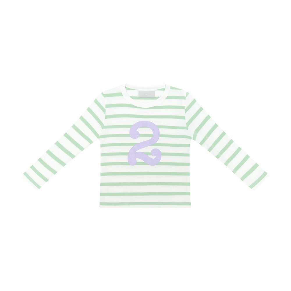 Seafoam/White Striped Number (Liliac) Tee