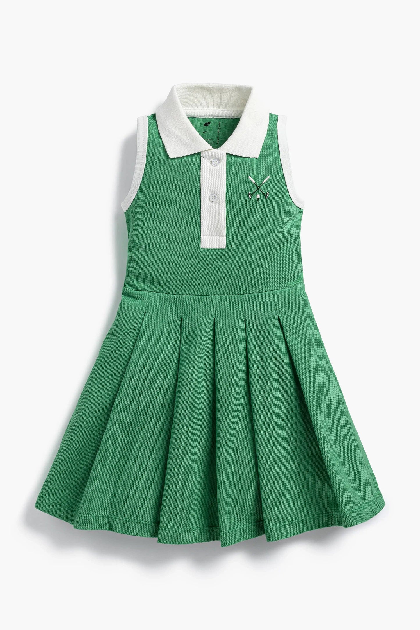 Golf Clubs on Green Pleated Tennis Dress