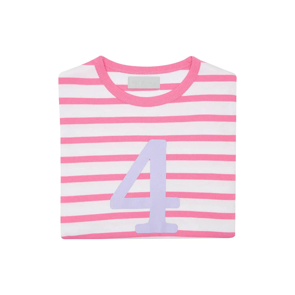 Hot Pink & White Striped Numbers Shirt