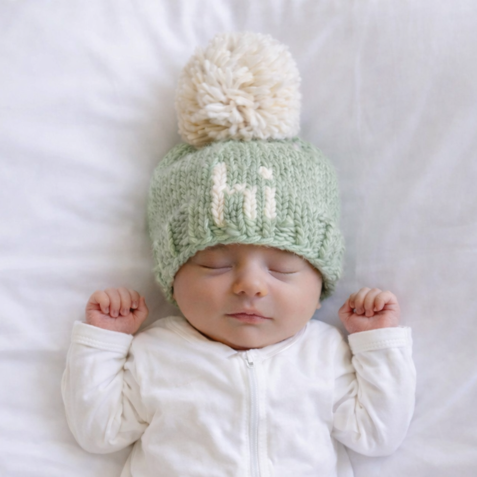 Hi. Sage Hand Knit Beanie
