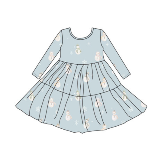 Bamboo Snowman Twirl Dress