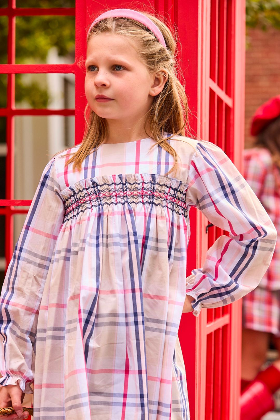 Bouden Plaid Smocked Dress