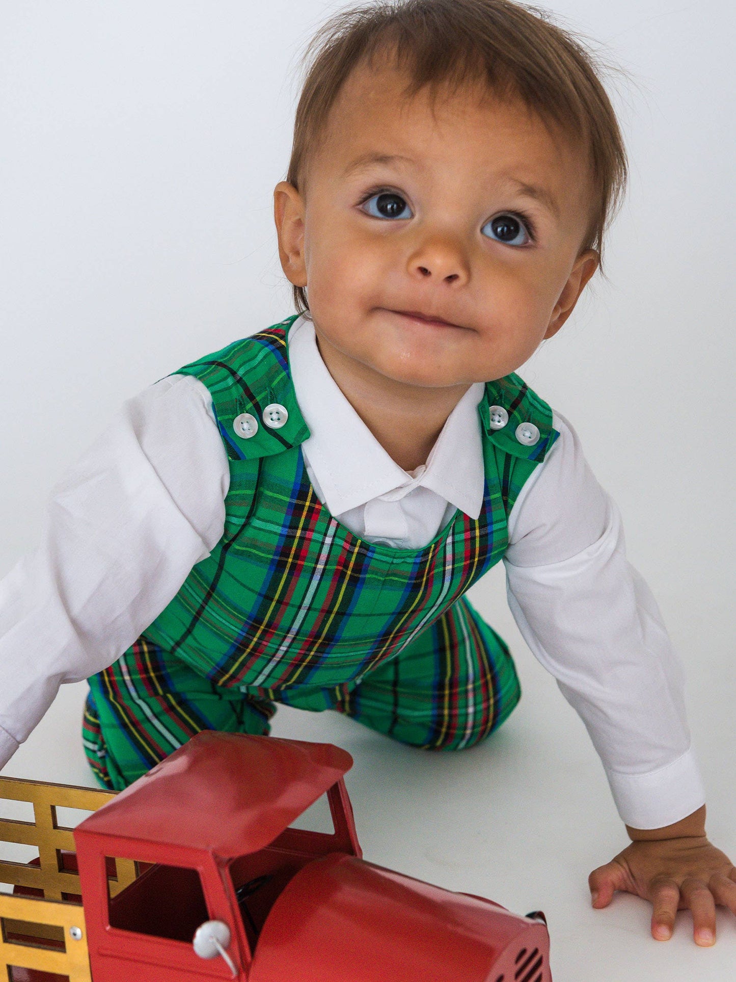 Nicholas Plaid Longall Romper Set