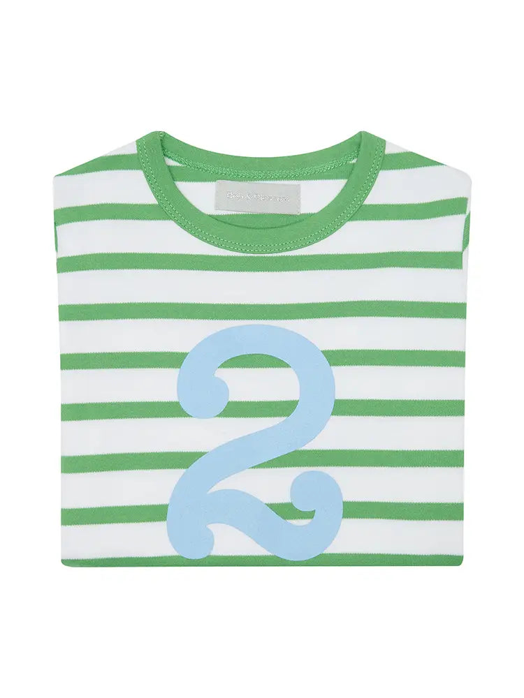 Grass Green & White Striped Numbers Shirt