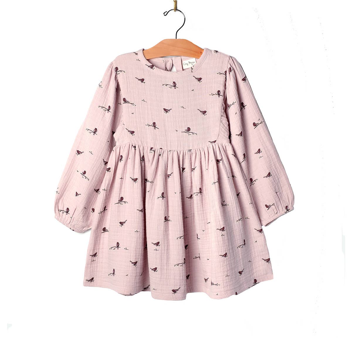 Lavender Birds Puff Sleeve Dress