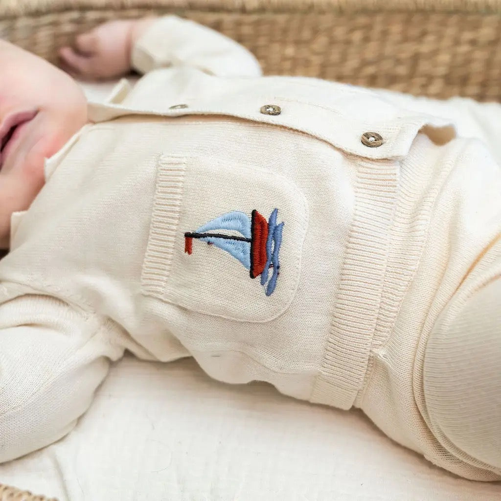 Sailboat Embroidered Pocket Knit Pant Set