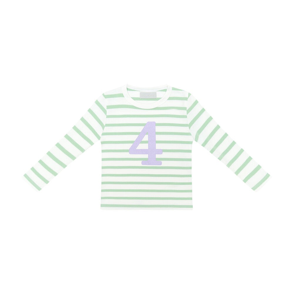 Seafoam/White Striped Number (Liliac) Tee