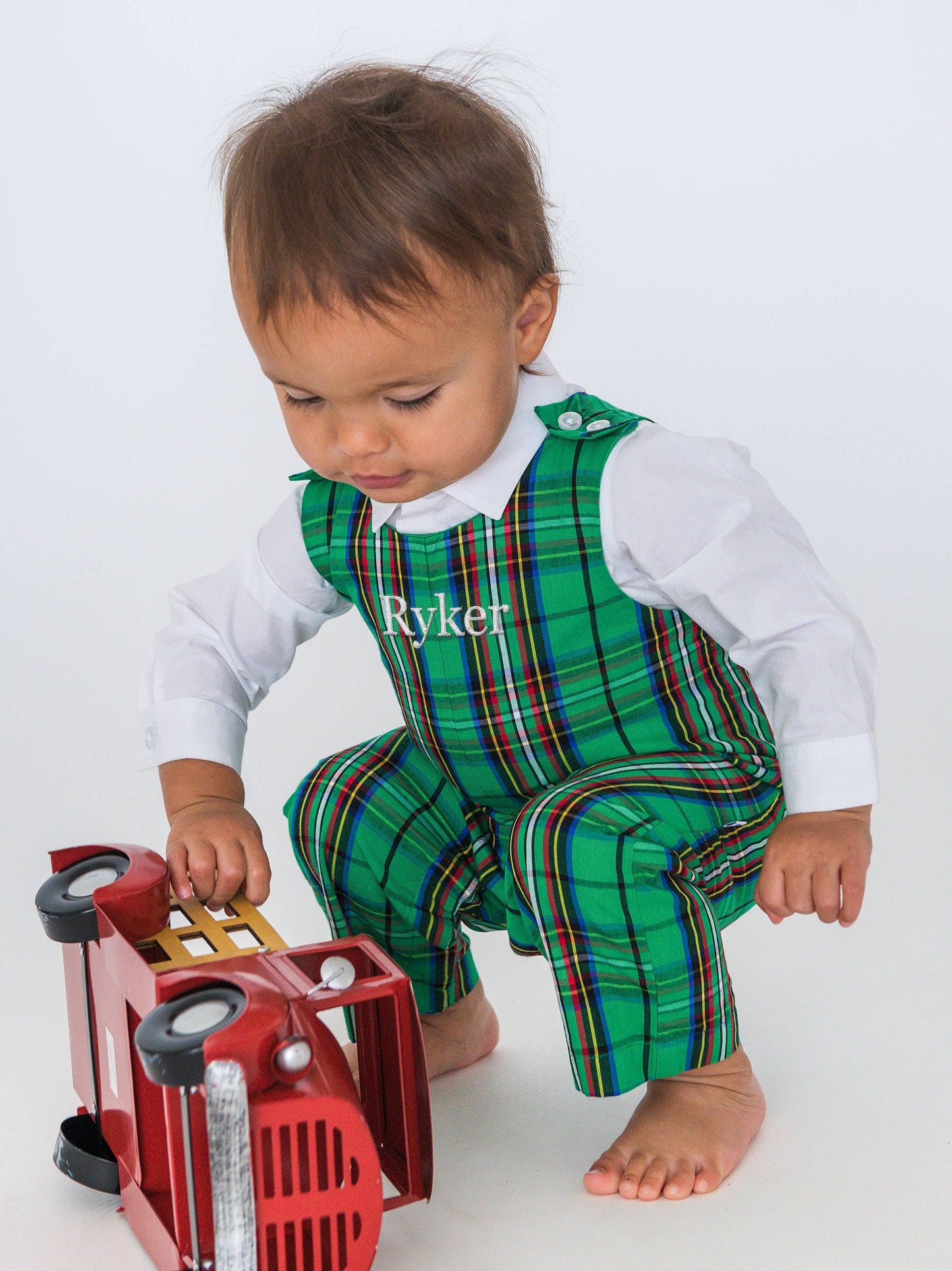 Nicholas Plaid Longall Romper Set