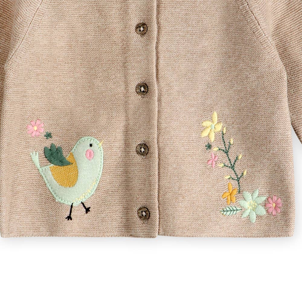 Bird Embroidered Baby Cardigan