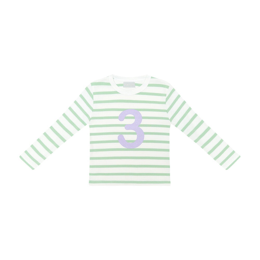 Seafoam/White Striped Number (Liliac) Tee